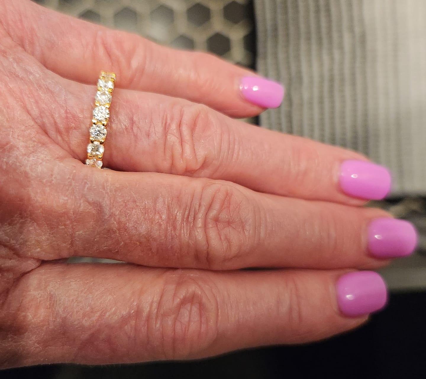 Customer photo review of 3mm Moissanite Eternity Ring