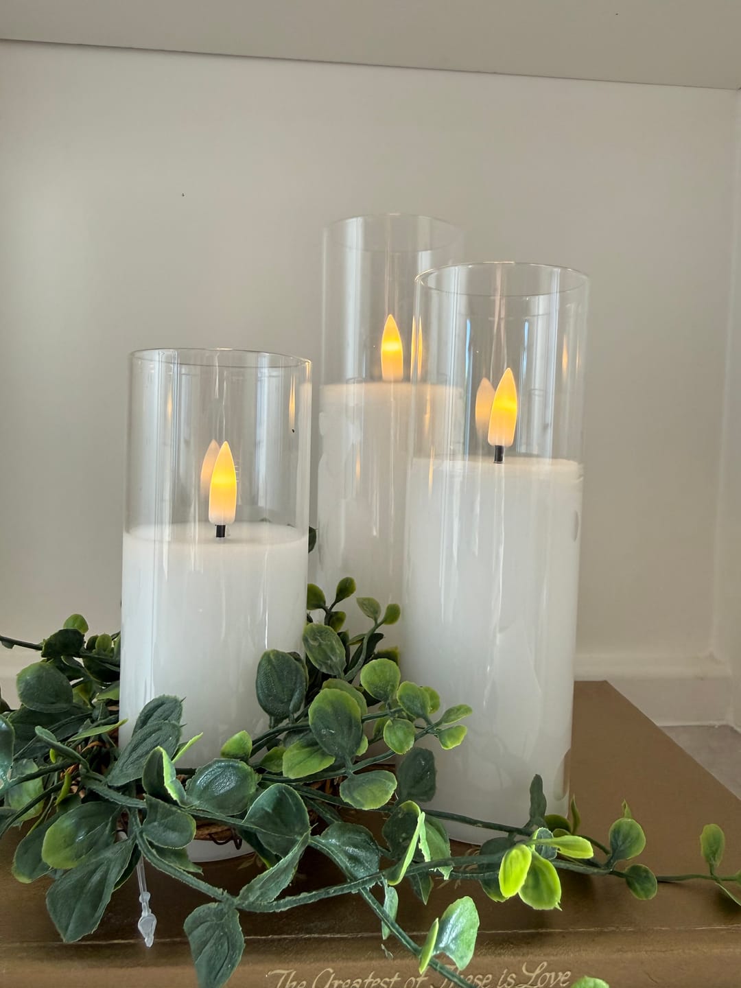 Customer photo review of Glass Flameless White Candles
