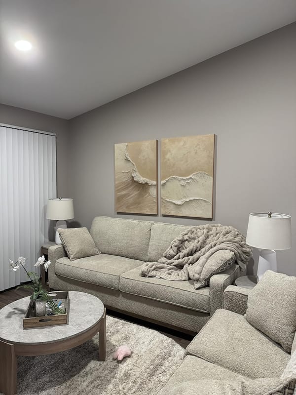 Customer photo review of Beige & Brown Textured Minimalist Wall Art Set of 2 #BM028