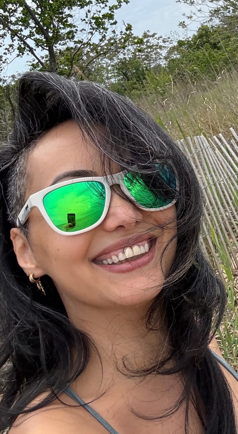 Customer photo review of Sienna Stacked Illusion Earrings