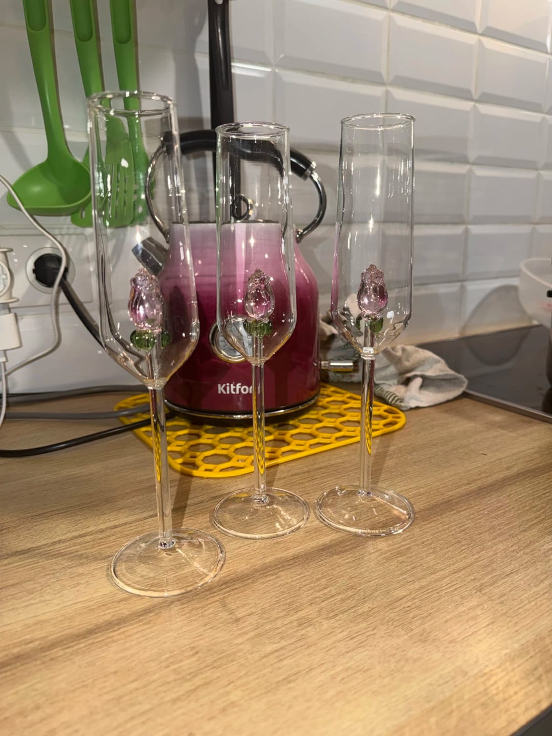 Customer photo review of Belle's Crystal Rose Glass