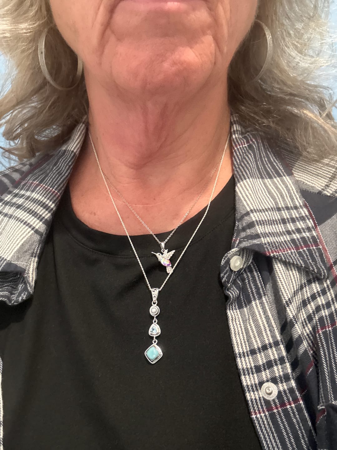 Customer photo review of Silver Larimar Necklace