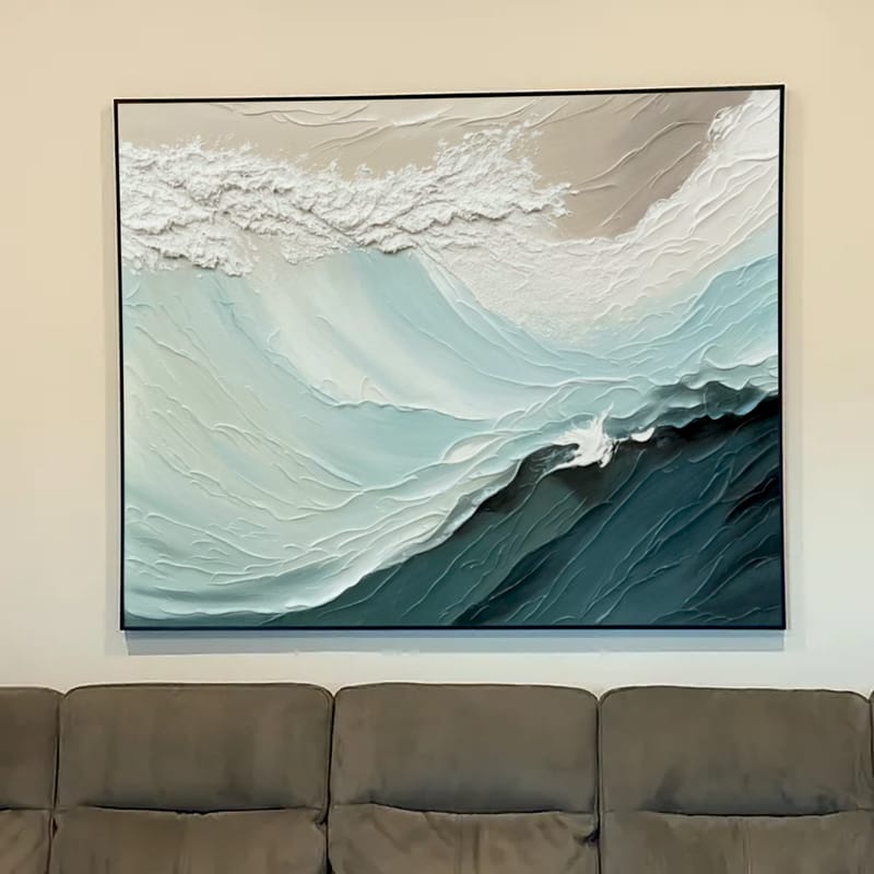 Customer photo review of Blue Textured Minimalist Wall Art #BL001