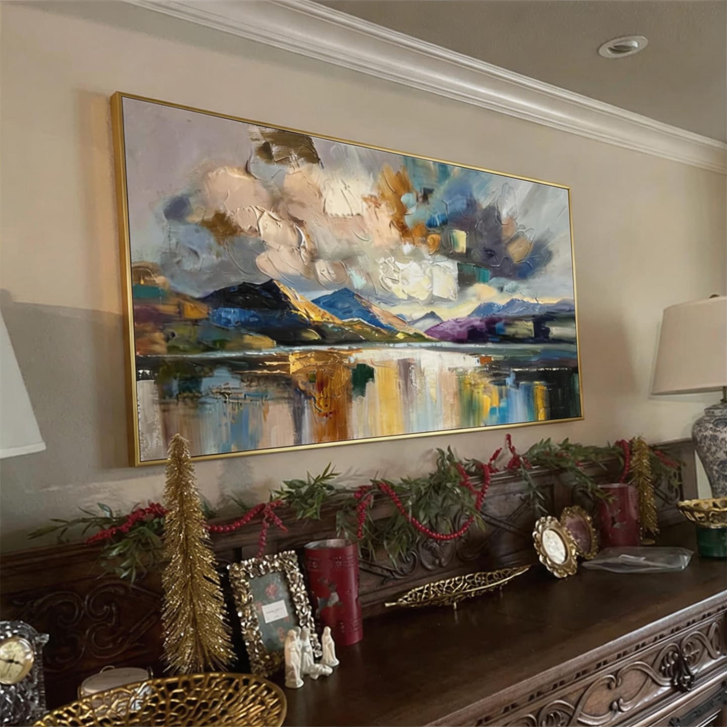 Customer photo review of Colorful Ocean And Sky Abstract Textured Wall Art #OS099