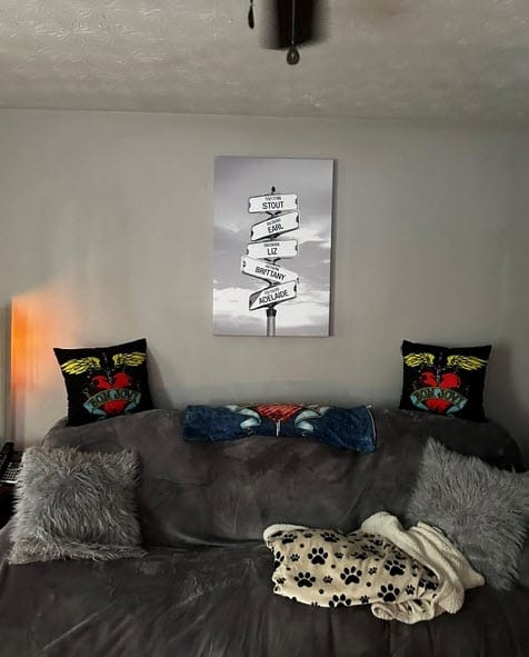 Customer photo review of My Street Sign Custom Children Names Personalized Canvas Print