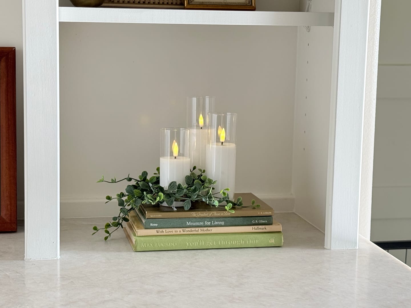 Customer photo review of Glass Flameless White Candles