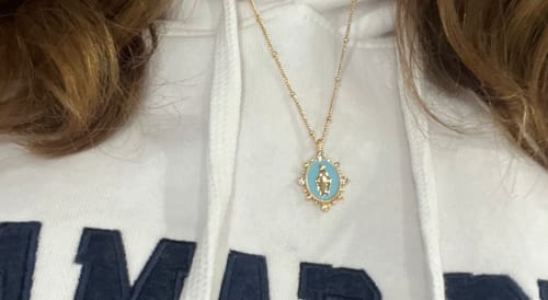 Customer photo review of Lady Lourdes Pendant - Aqua