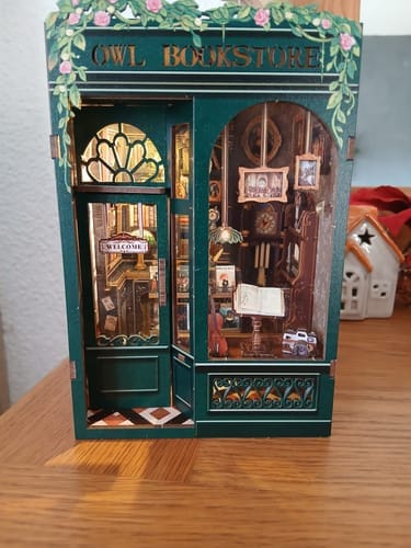 Customer photo review of DIY Book Nook kit - Owl Bookstore