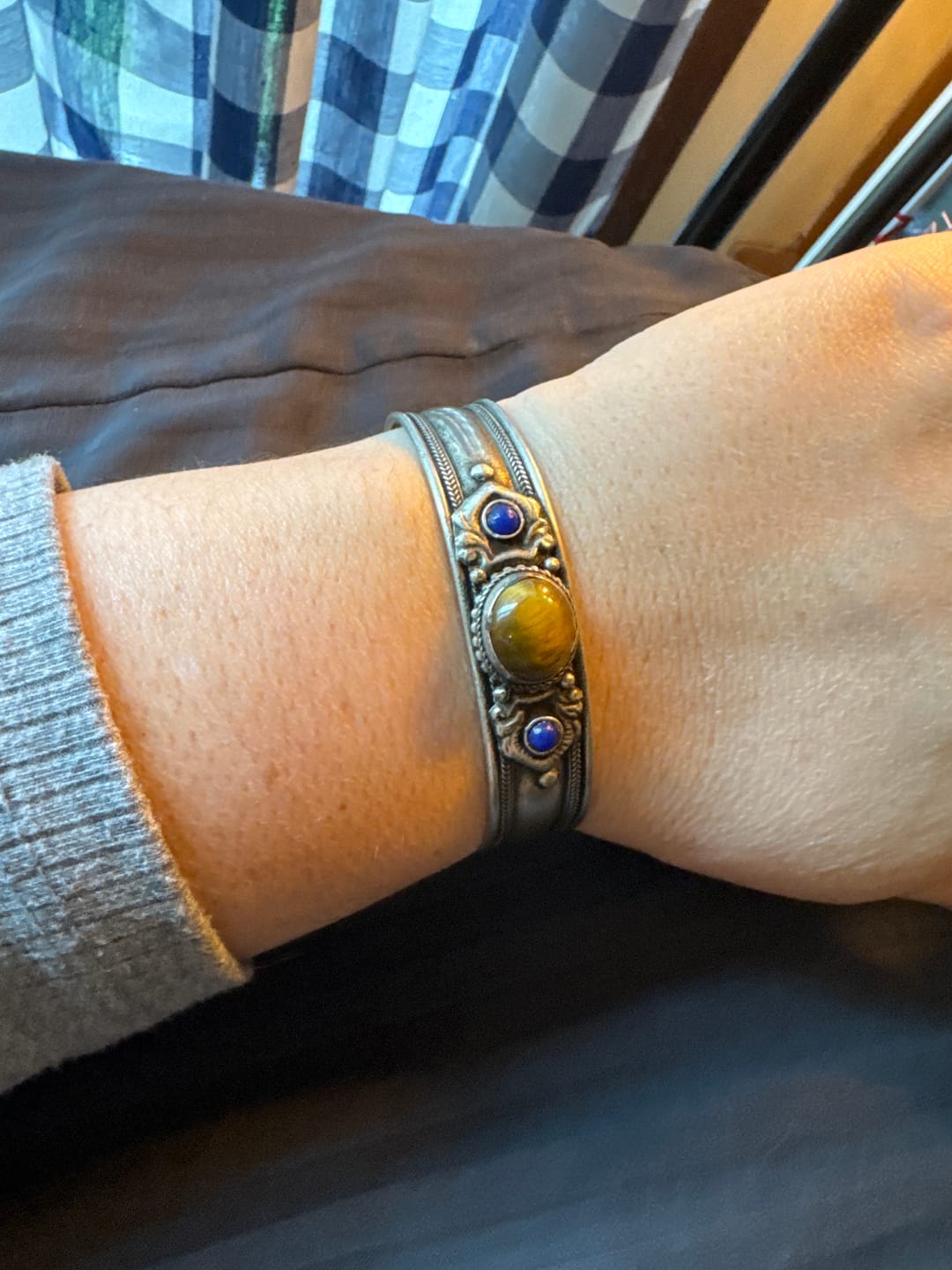 Customer photo review of Tigers Eye Bohemian Cuff Bracelet