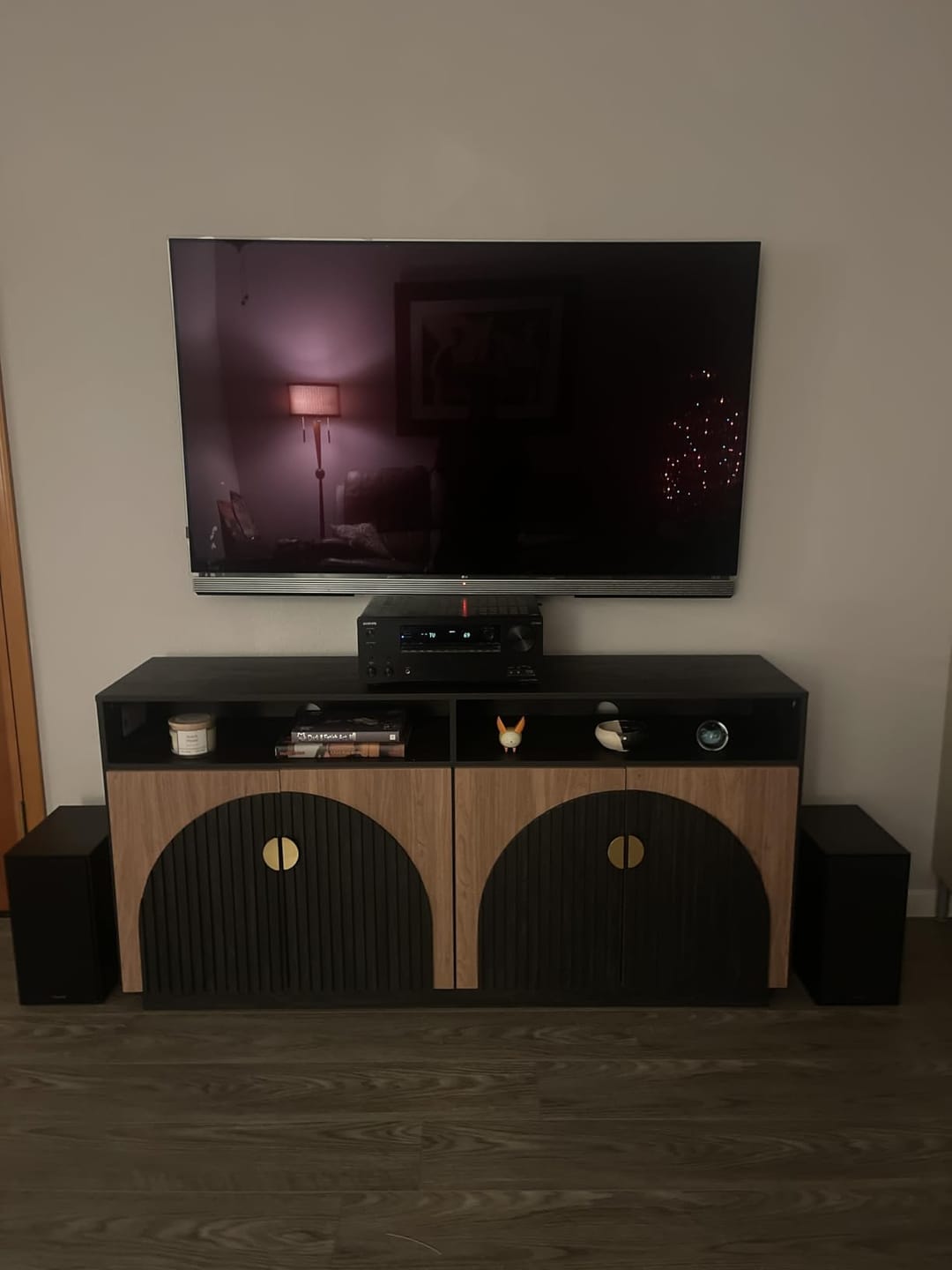 Customer photo review of 65" Fluted Arched Door Modern TV Stand