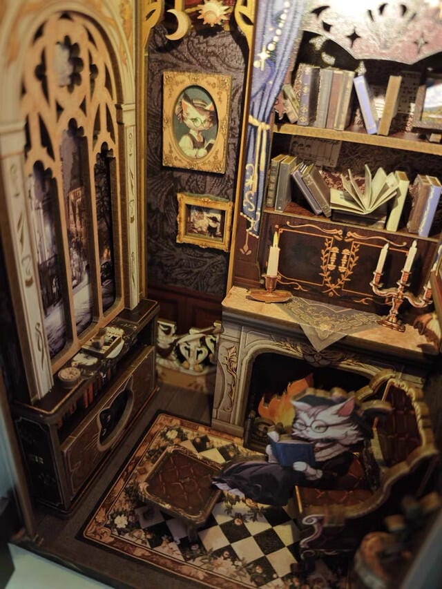 Customer photo review of DIY Book Nook kit - Count Cat's Study