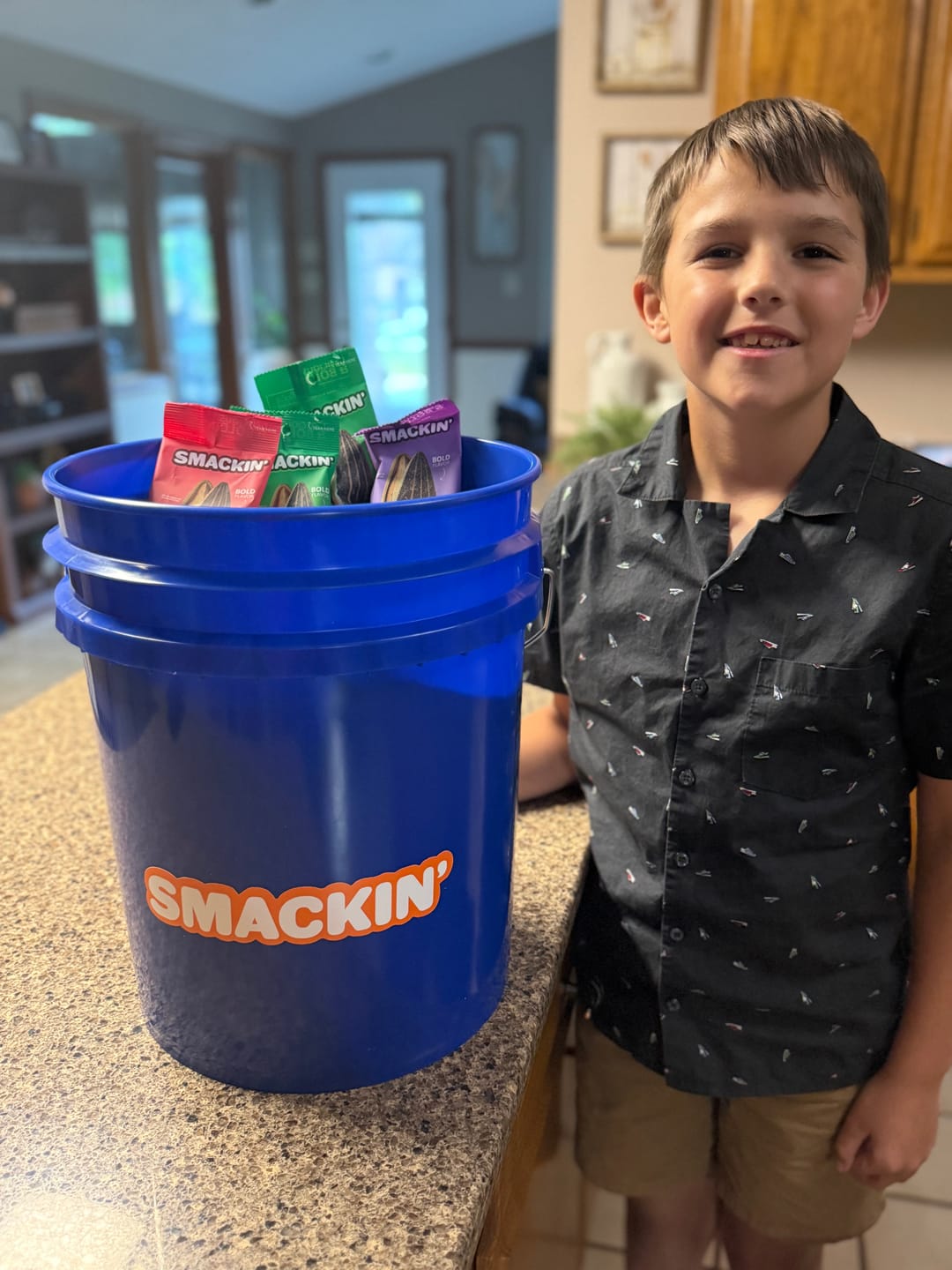 Customer photo review of 11 Flavor Team Bucket - 54 Single-Serve Bags (1.5 oz.)