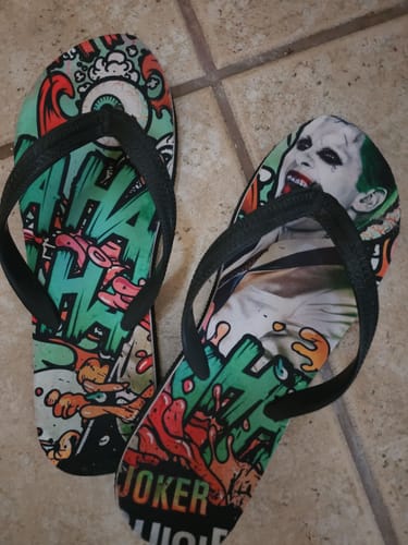 Customer photo review of Suicide Squad Flip Flops