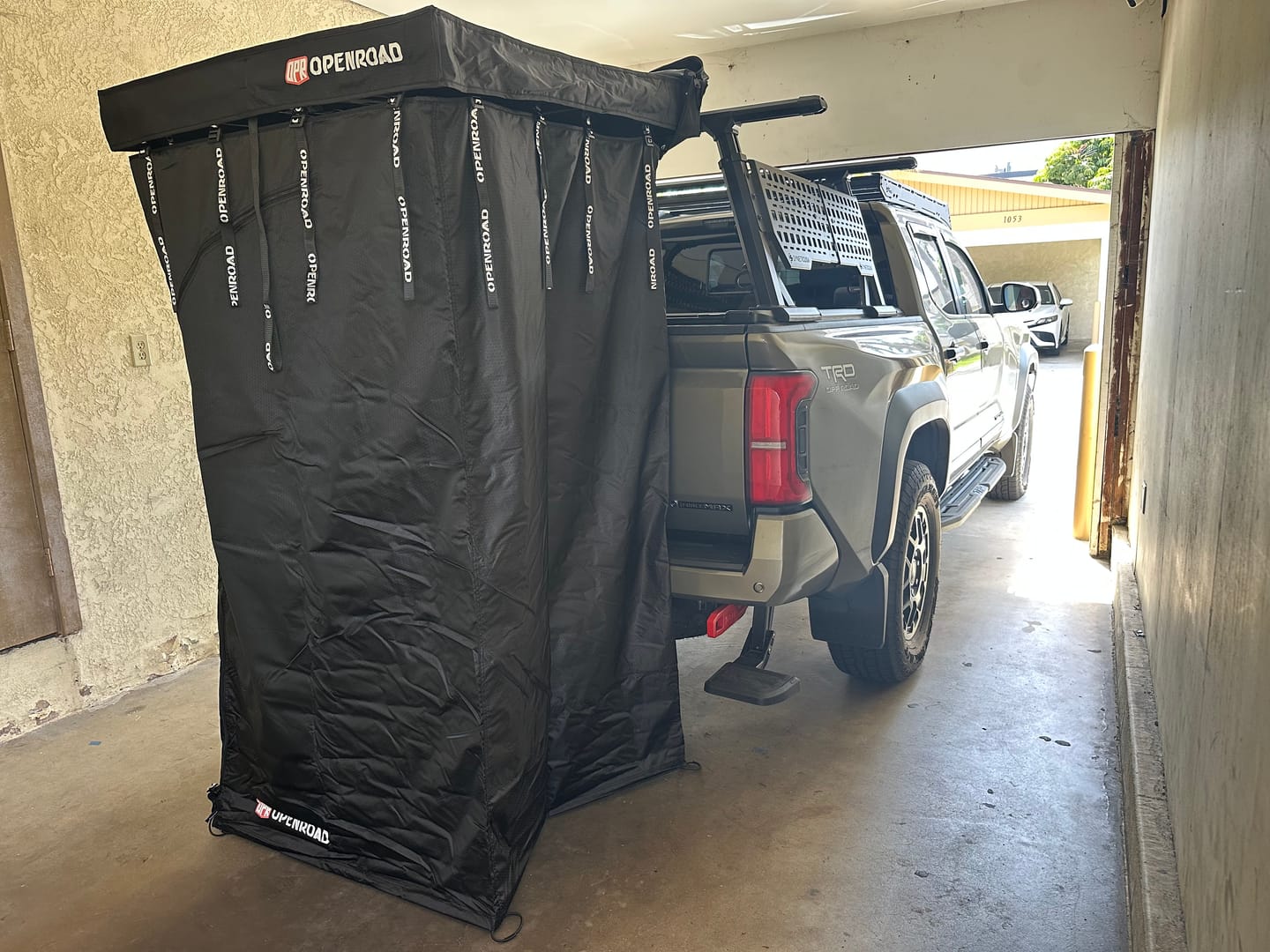 Customer photo review of OPENROAD Quick-Open Overland Shower/Privacy Awning V2