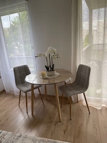 Customer photo review of TRADITION - Table a manger ronde 4 personnes en pin massif D90 coloris naturel