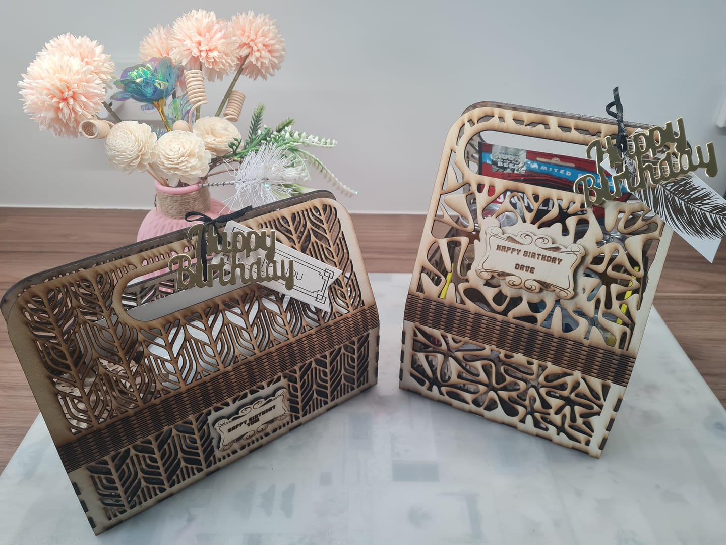 Customer photo review of 5 Wooden Gift Bag laser cut svg file