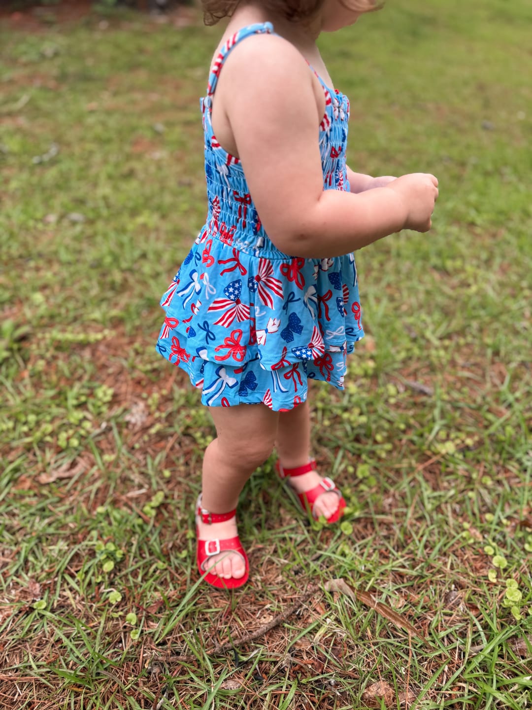 Customer photo review of Fourth of July Smocked Romper
