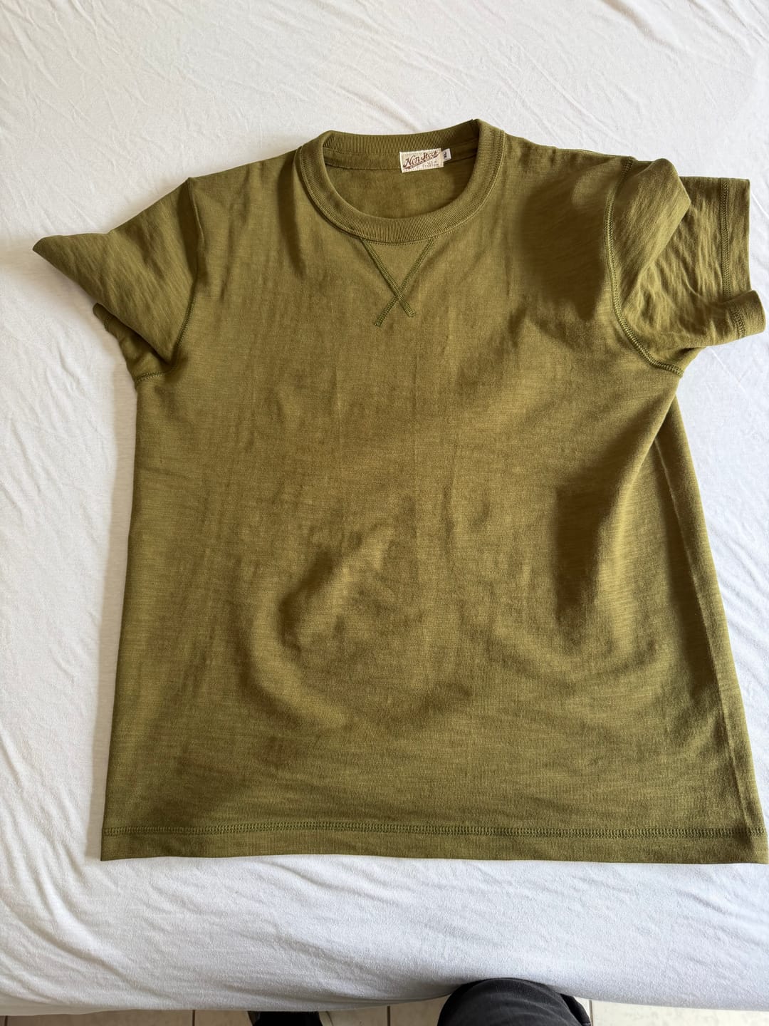 Customer photo review of 10.5 oz Cotton Tubular Gusset T-Shirt - Green