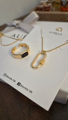 Customer photo review of Anillo Ajustable negro Texturizado - Chapa de oro
