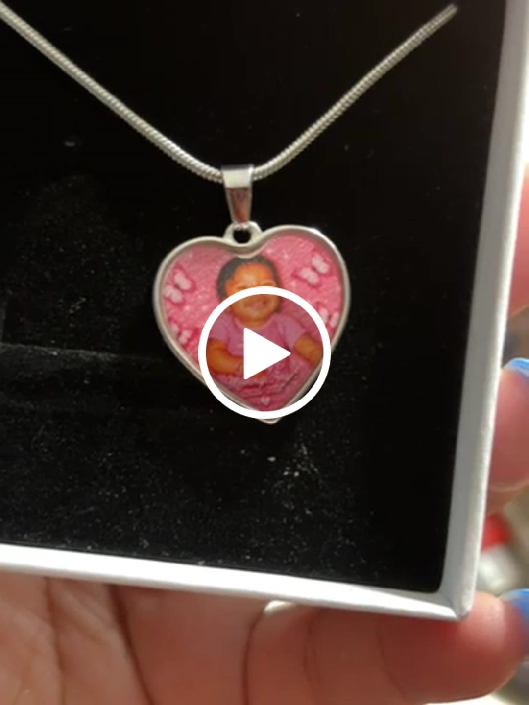 Customer video review of Photo Engraved Necklace Memorial Gift