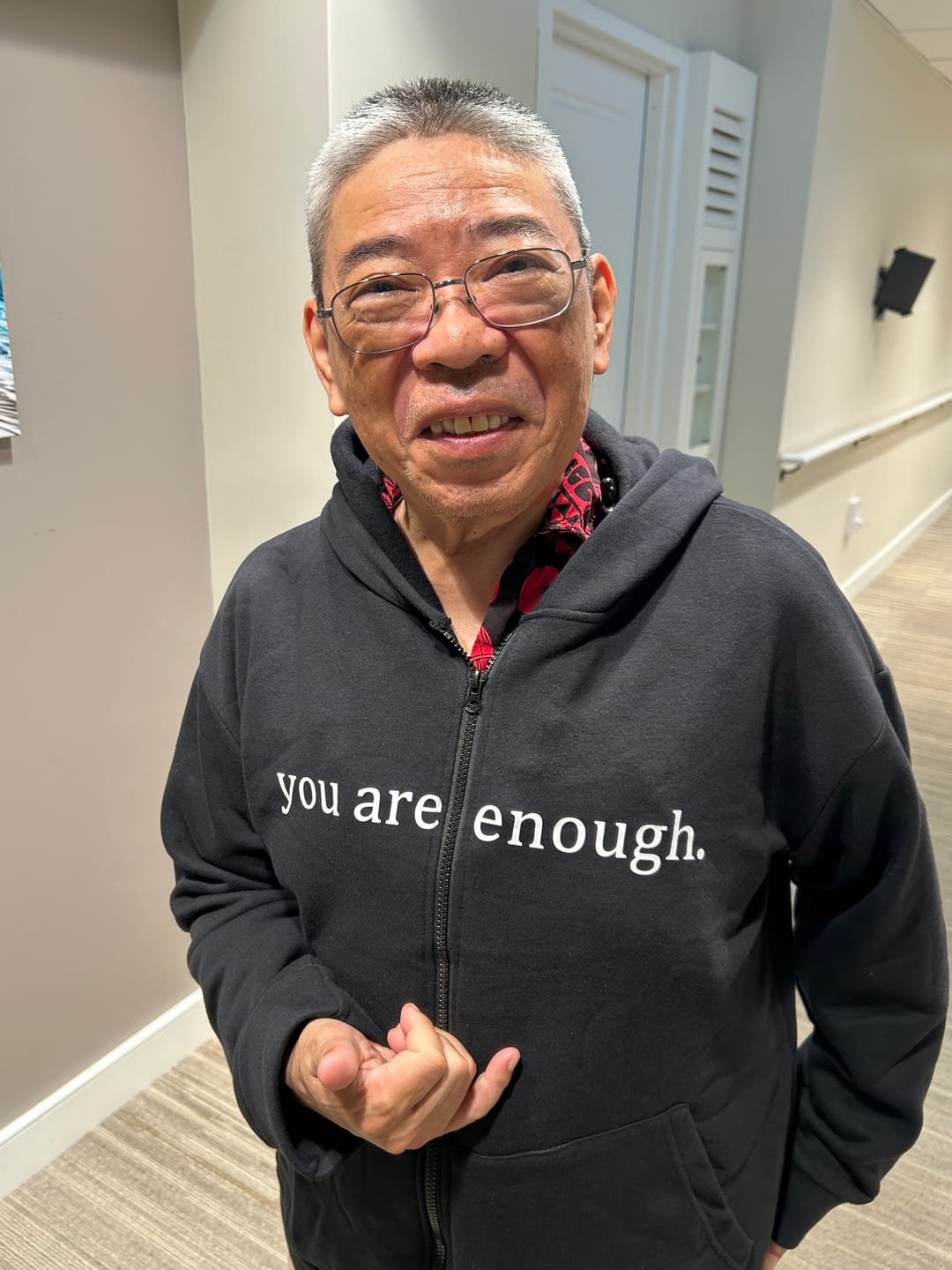 Customer photo review of The Original 'Dear Person Behind Me' Zip-Up Hoodie