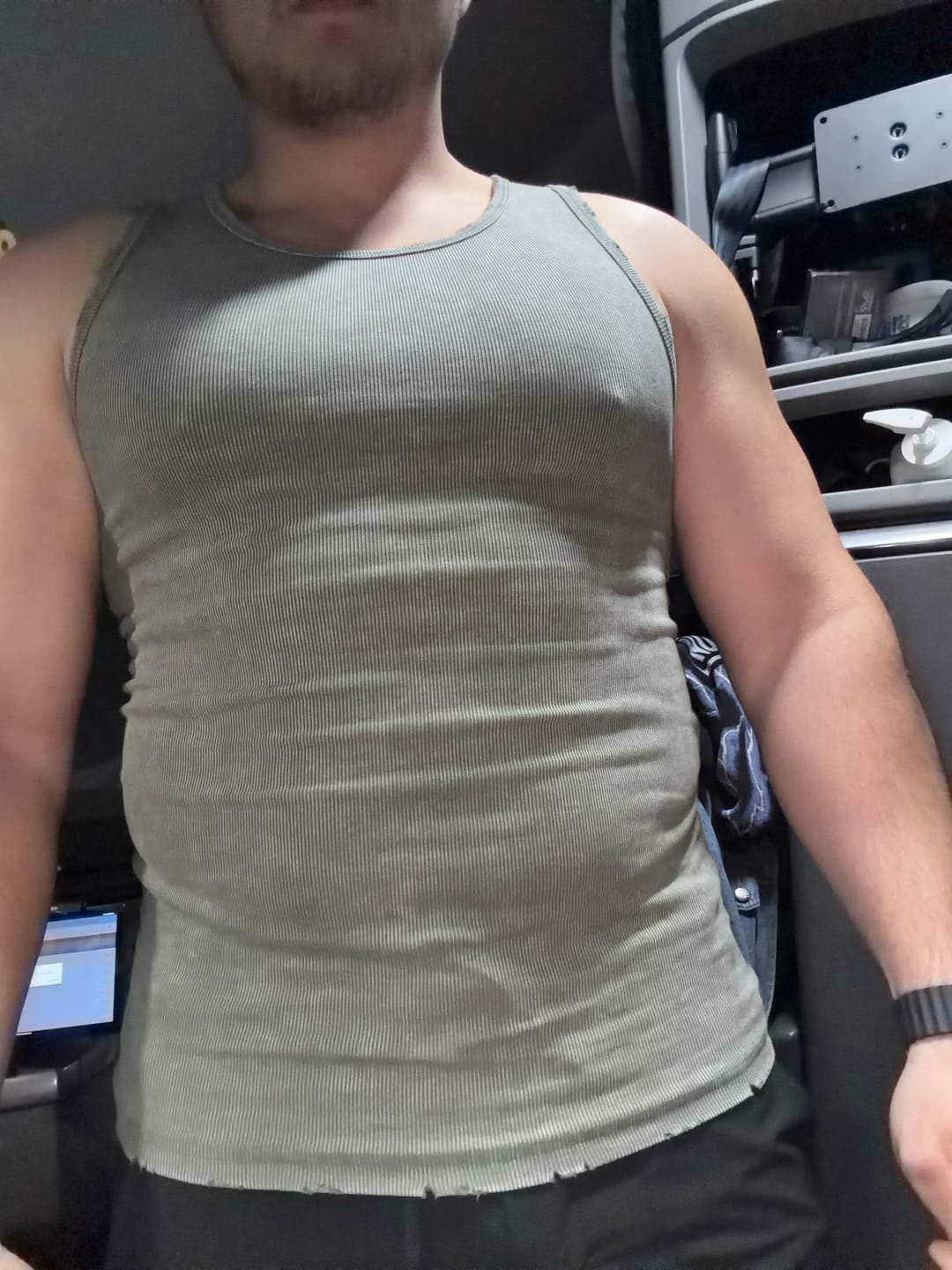 Customer photo review of Premium Ultra-Soft Cotton Distressed Fitted Tank 2 Pack