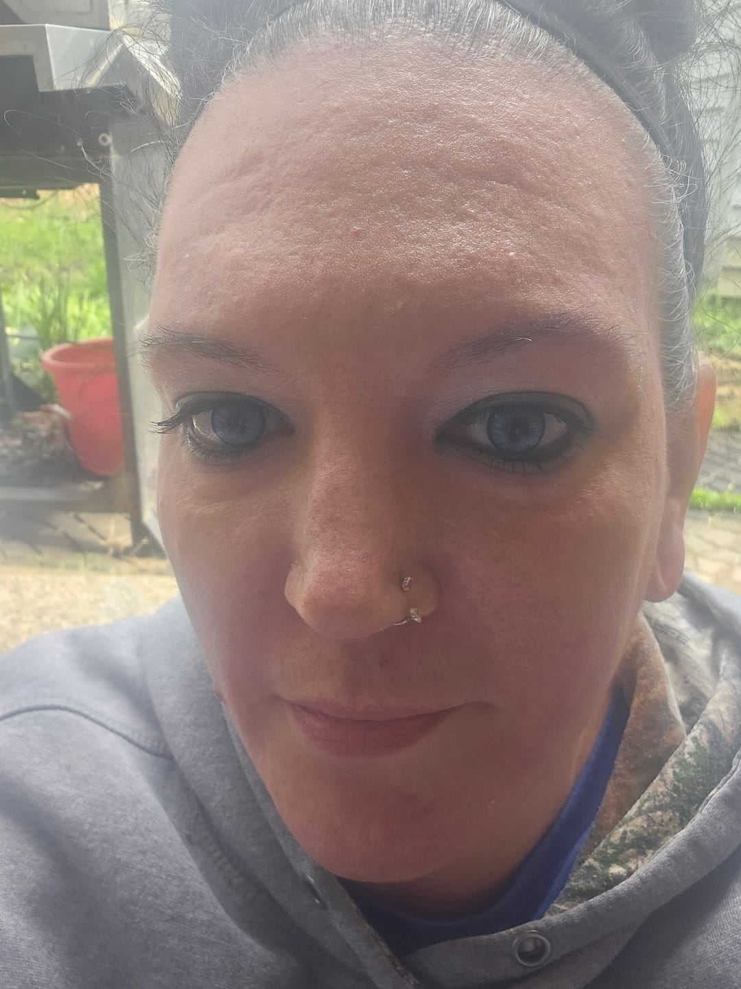 Customer photo review of Amaretto Blue Prescription Colored Contact Lenses