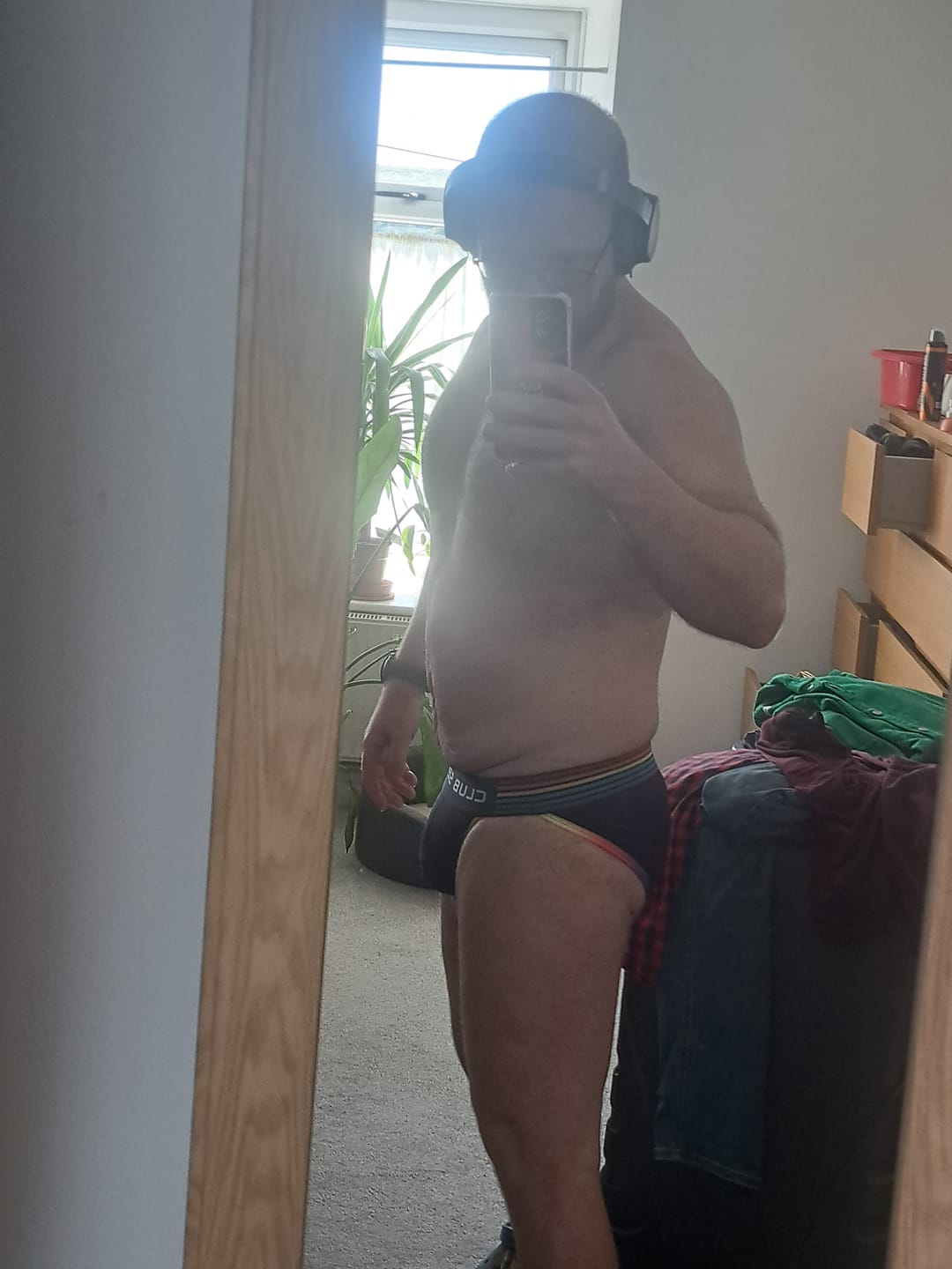 Customer photo review of Rainbow Pride Navy Tanga Briefs