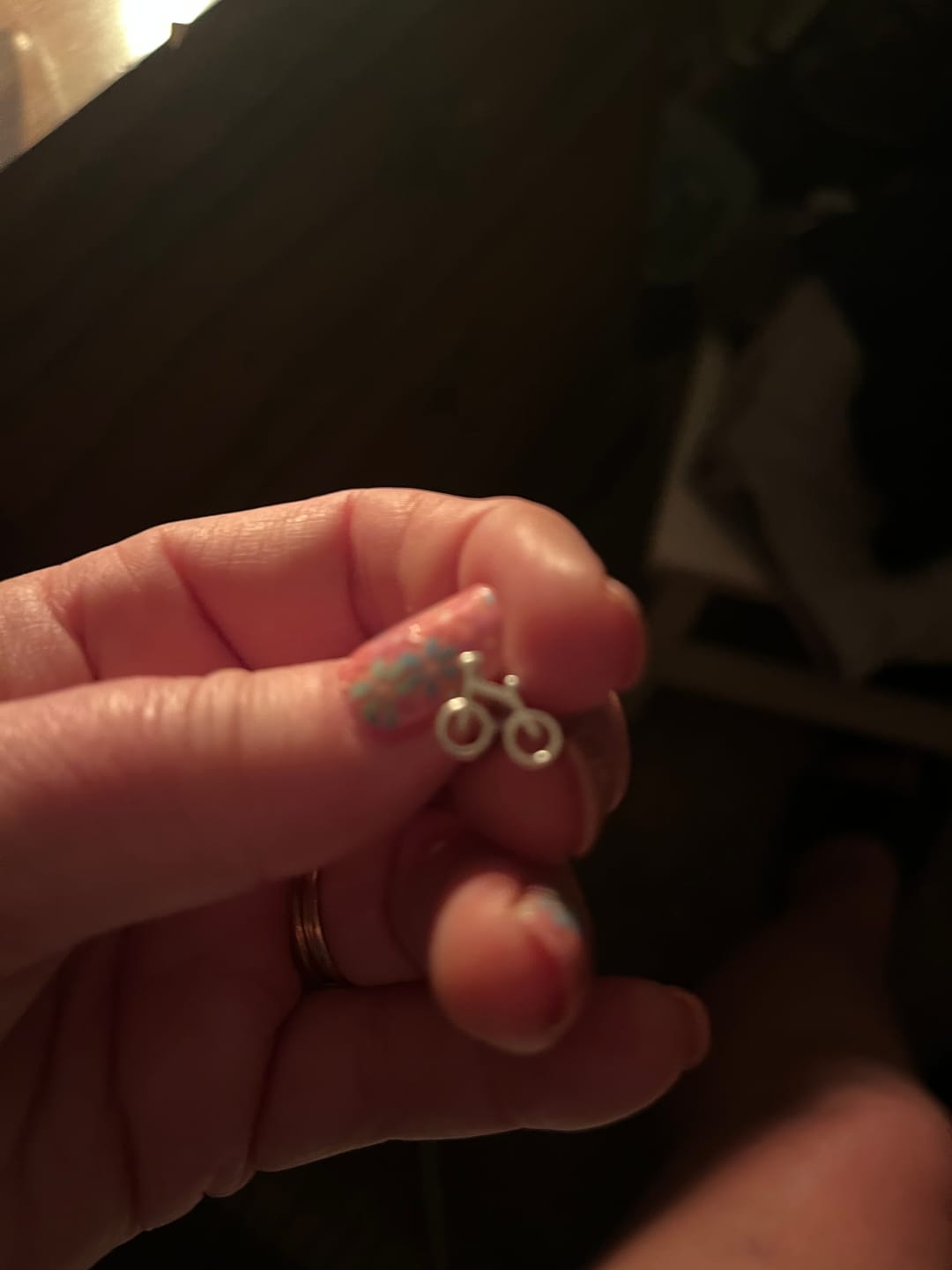 Customer photo review of Cycolinks 925 Sterling Silver Bicycle Stud Earrings