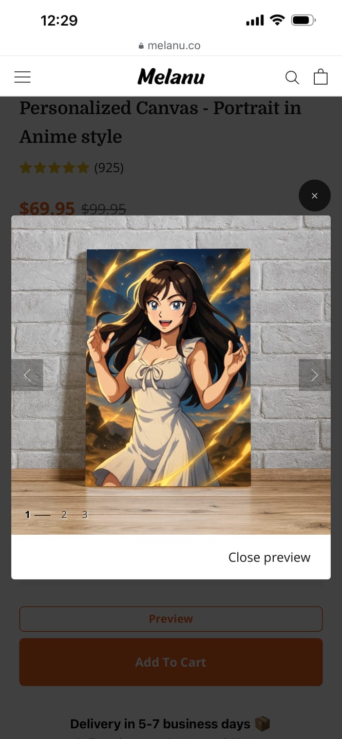 Customer photo review of Personalized Canvas - Portrait in Anime style