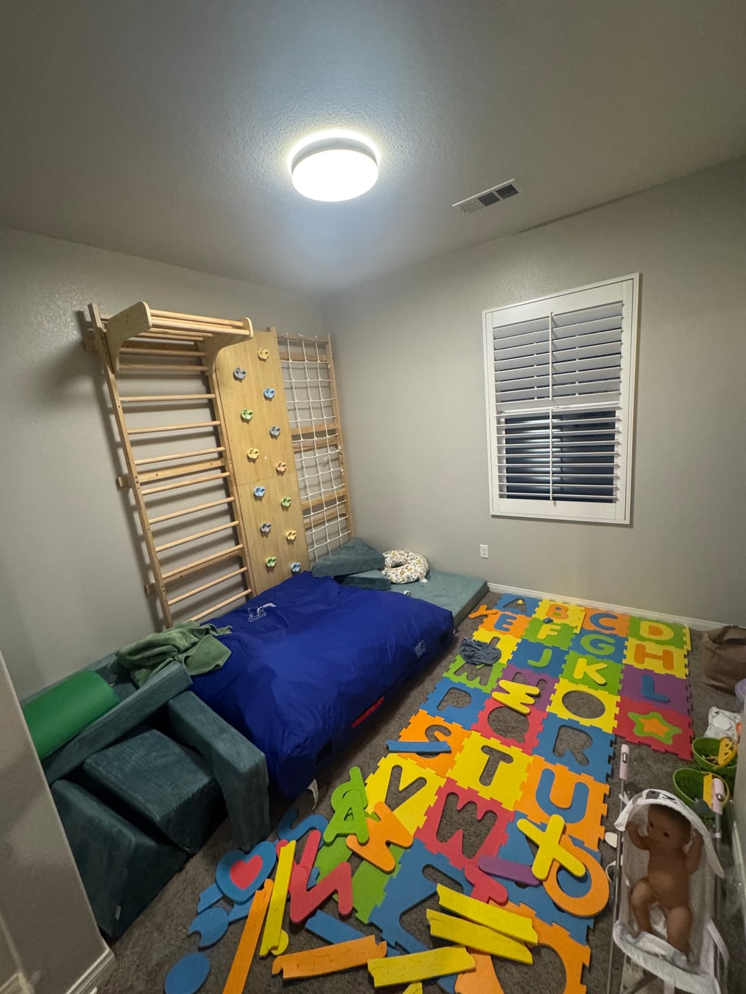 Customer photo review of Walnut | Swedish Ladder Jungle Gym - Wall Mounted