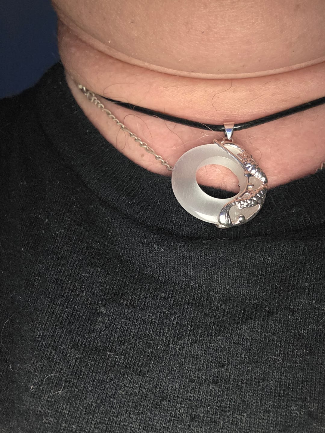 Customer photo review of Buddha Stones Natural White Jade Koi Lucky Necklace