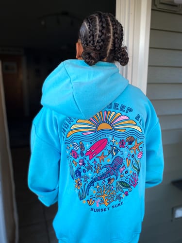 Customer photo review of Blue Whale Shark Tropics Hoodie
