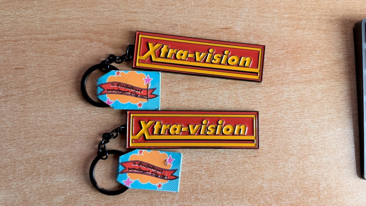 Customer photo review of Xtra-vision Keyring | Sasha Ferg Art
