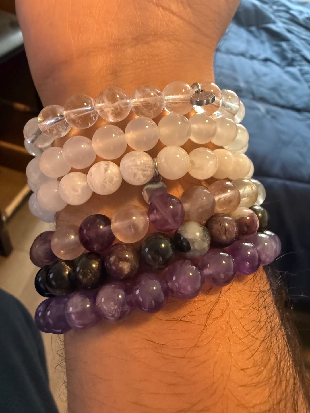 Customer photo review of Crown Chakra (Sahasrara) Bracelet Pack