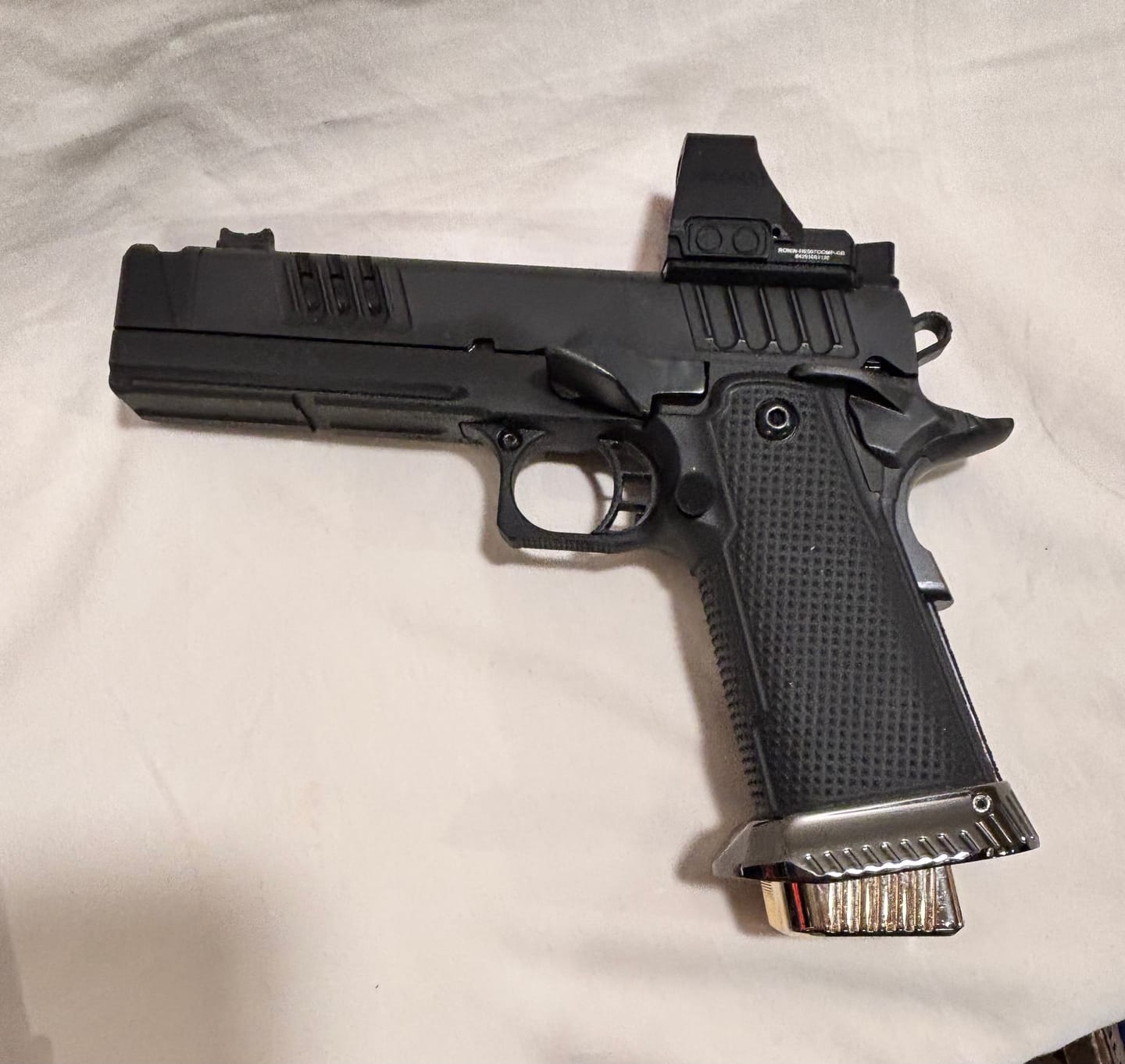 Customer photo review of STI 2011 9/38/BUL Armory | Brass | Double Stack Open Magazine Base Pad