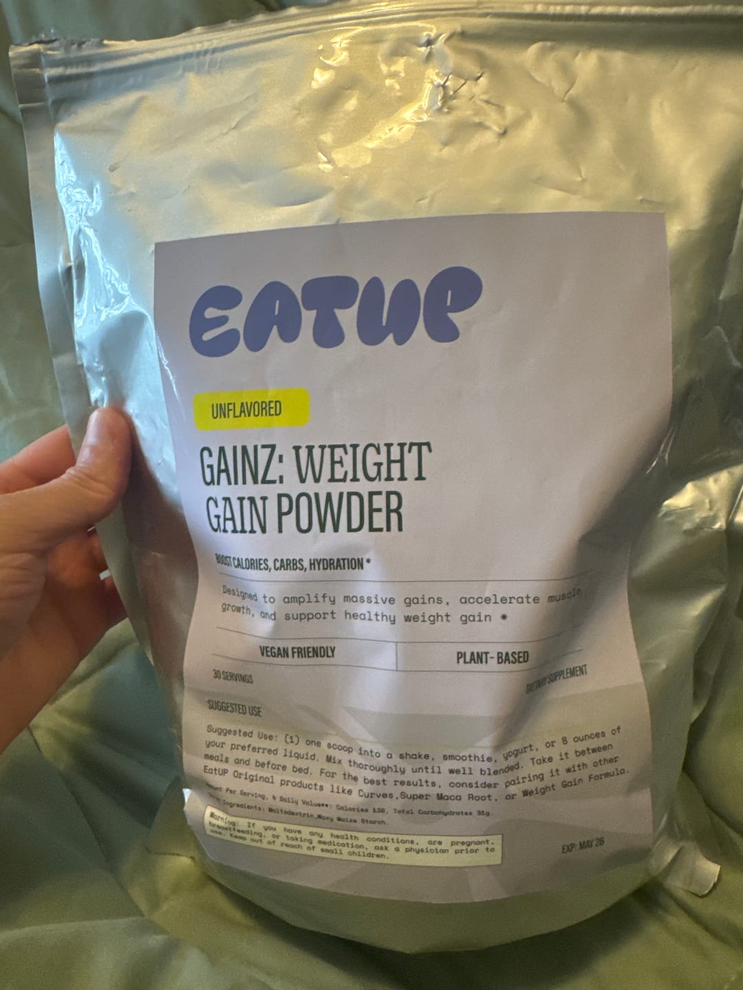 Customer photo review of Weight Gain Powder - Gainz
