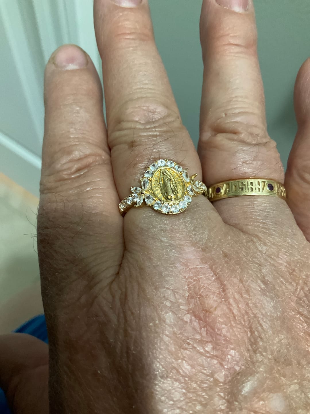Customer photo review of FREE Today: Elegant Virgin Mary Emblem Ring: Sacred Detail for Daily Devotion