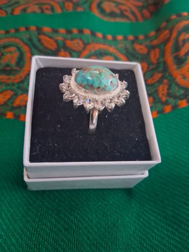 Customer photo review of Ayda Persian Turquoise & Zirconia Sterling Silver Ring