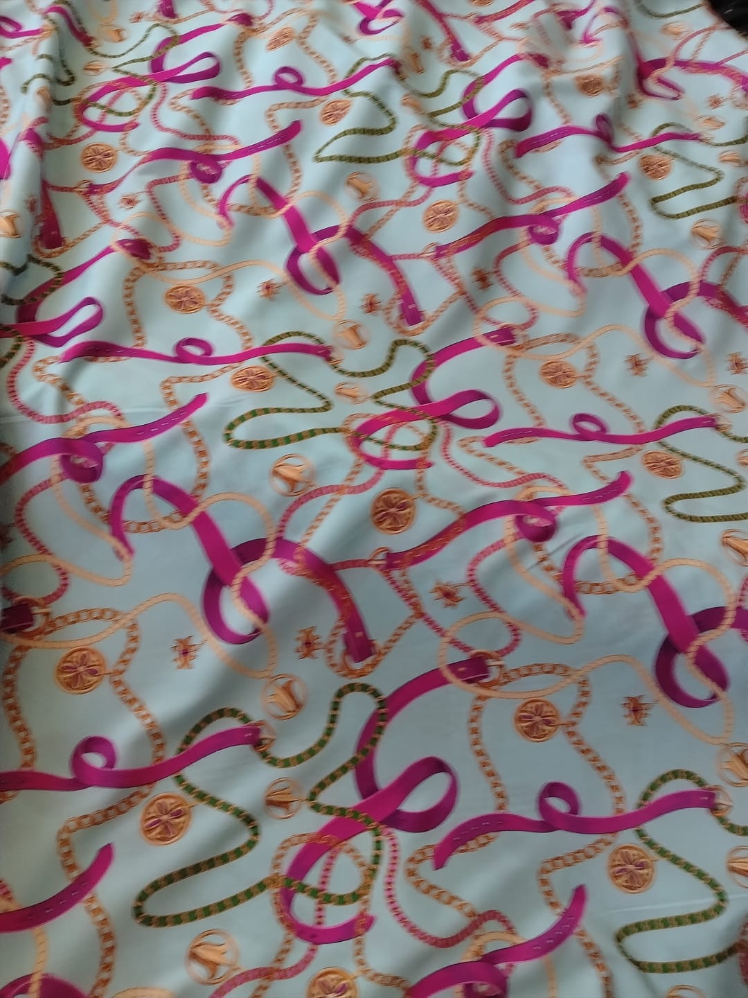 Customer photo review of Chain Print Moss Crepe Fabric by the Metre
