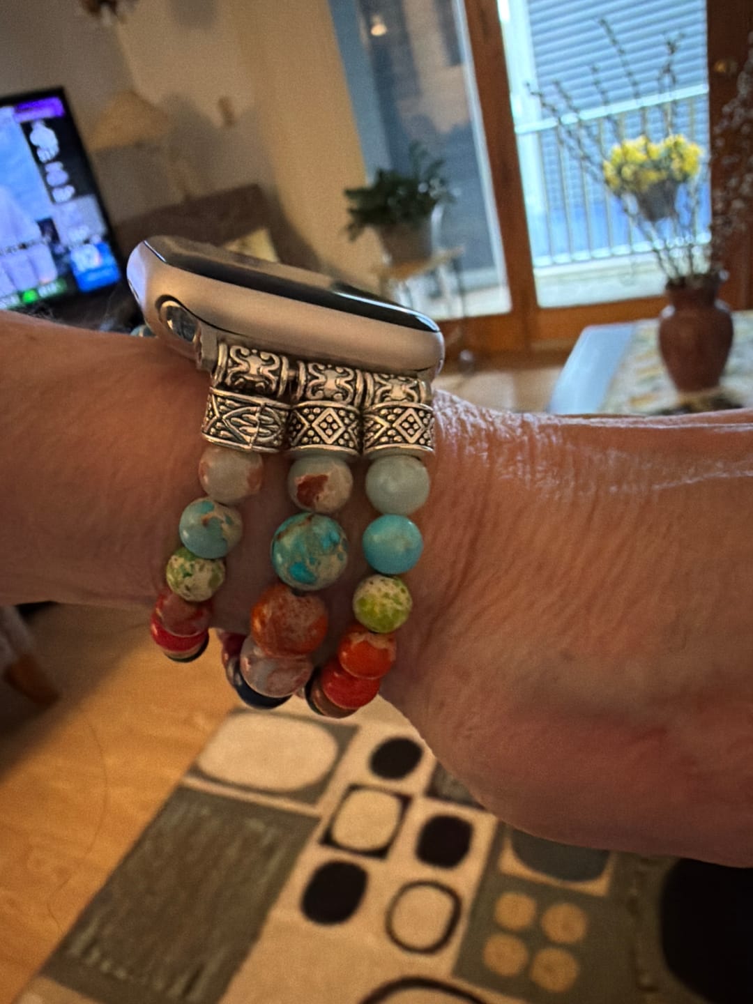 Customer photo review of Vibrant Chakra Stretch Apple Watch Strap