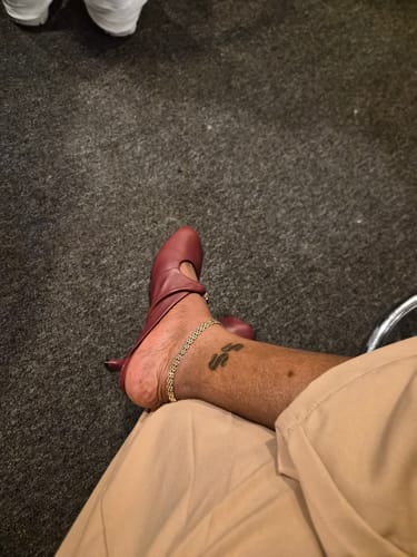 Customer photo review of Loewe 25 Pebble Mule Ruby Red Lambskin