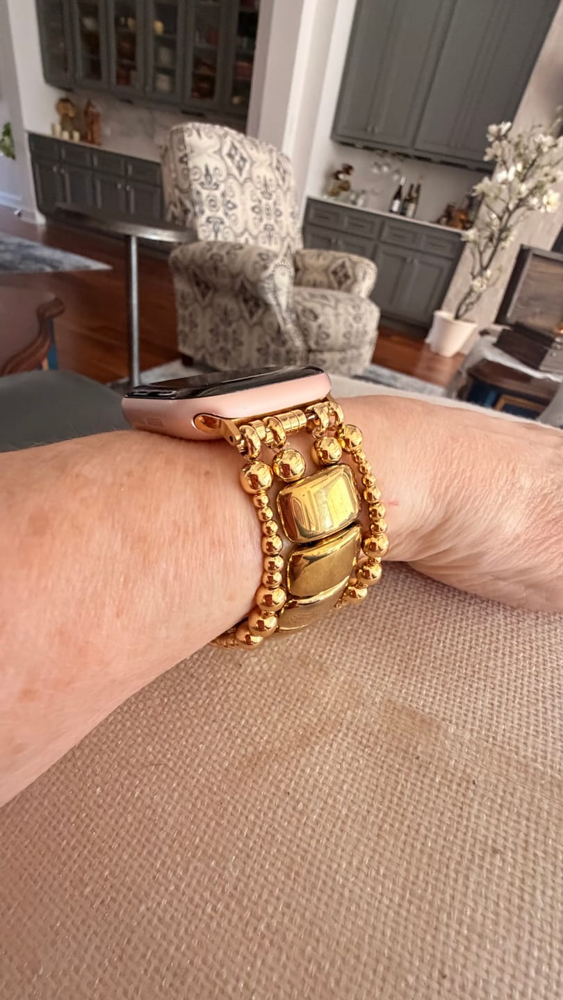 Customer photo review of Gold Noir Stretch Apple Watch Strap