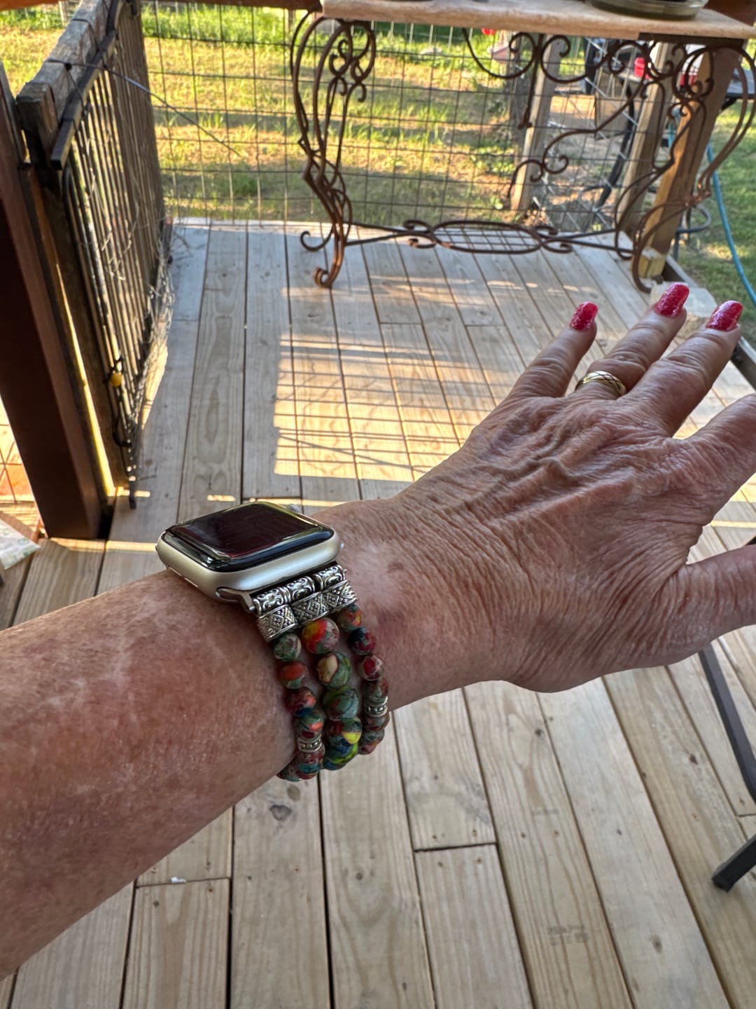 Customer photo review of Vineyard Jasper Stretch Apple Watch Strap