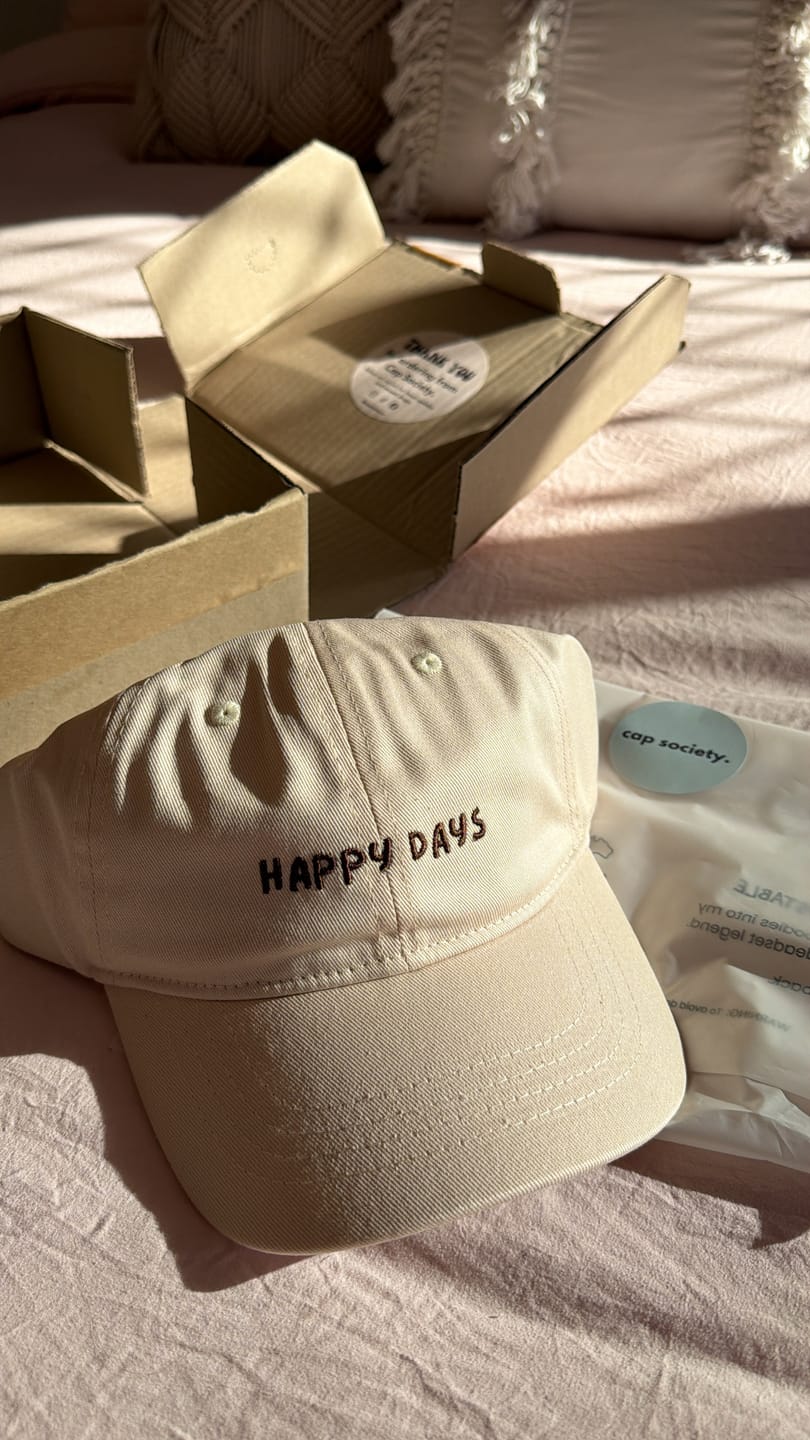 Customer photo review of Happy Days Relaxed Dad Cap (pre-sale)