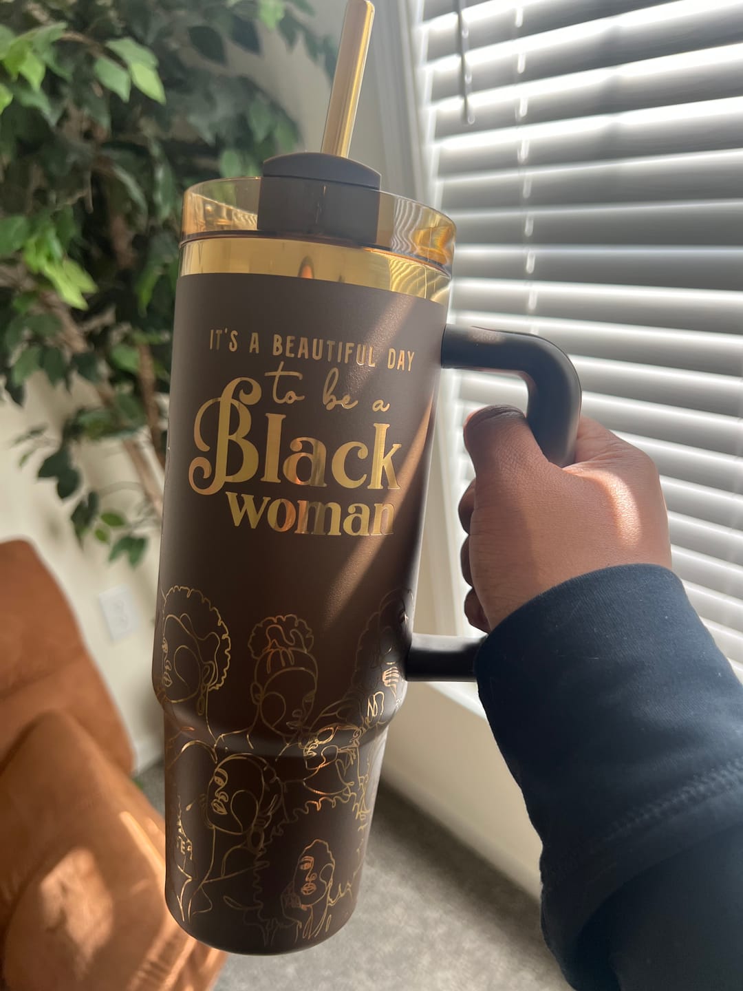 Customer photo review of "Brown Sugar" Insulated Tumbler – "It's a Beautiful Day to be a Black Woman"