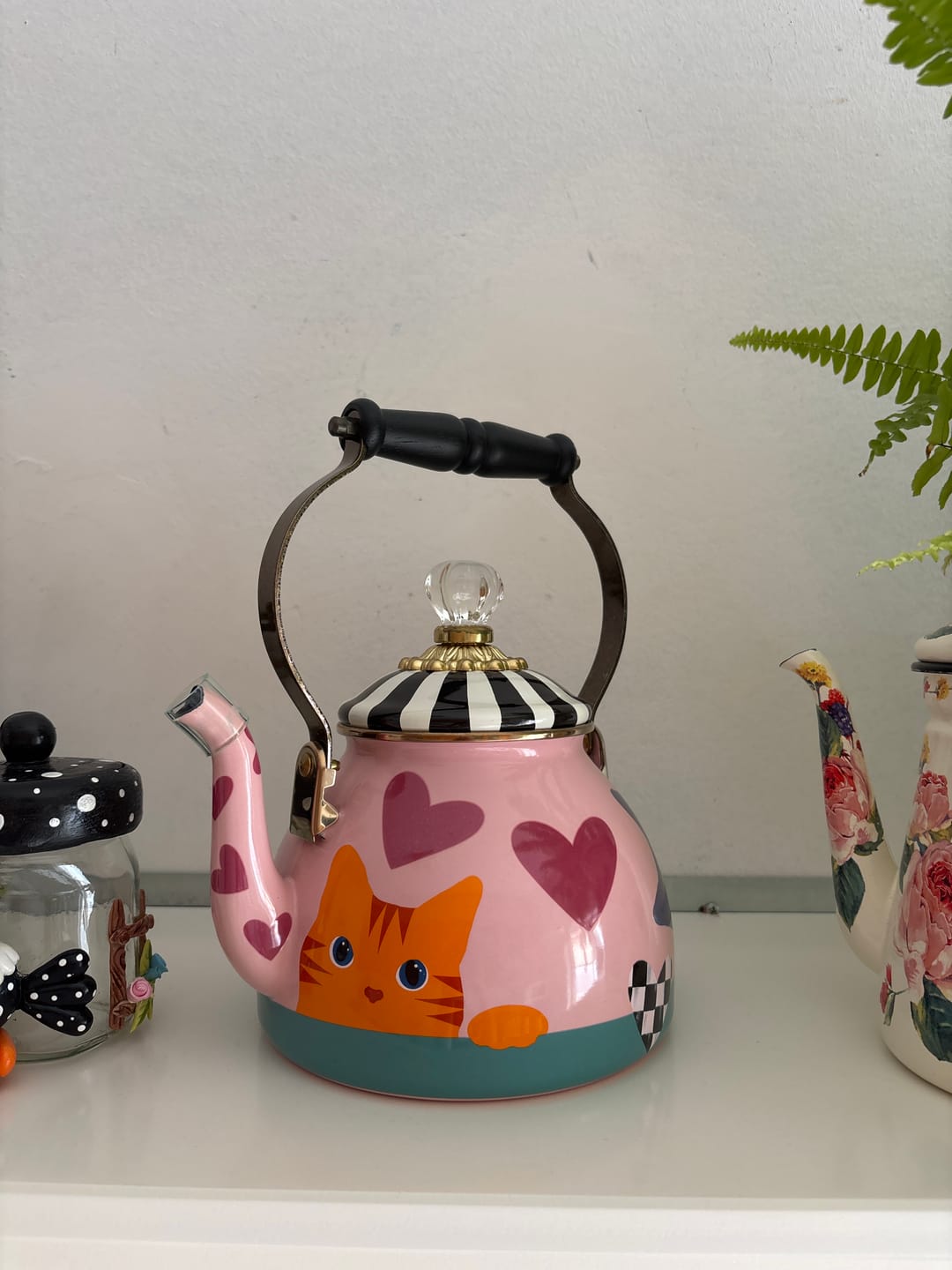 Customer photo review of Cat Love 2 Quart Tea Kettle - MacKenzie-Childs 2025 limited collection