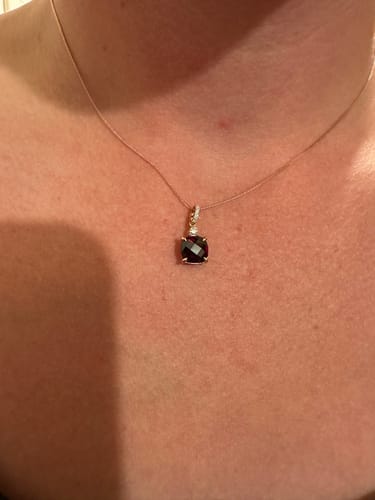 Customer photo review of Rhodolite Garnet & Diamond Checkerboard Pendant in 9ct Rose Gold