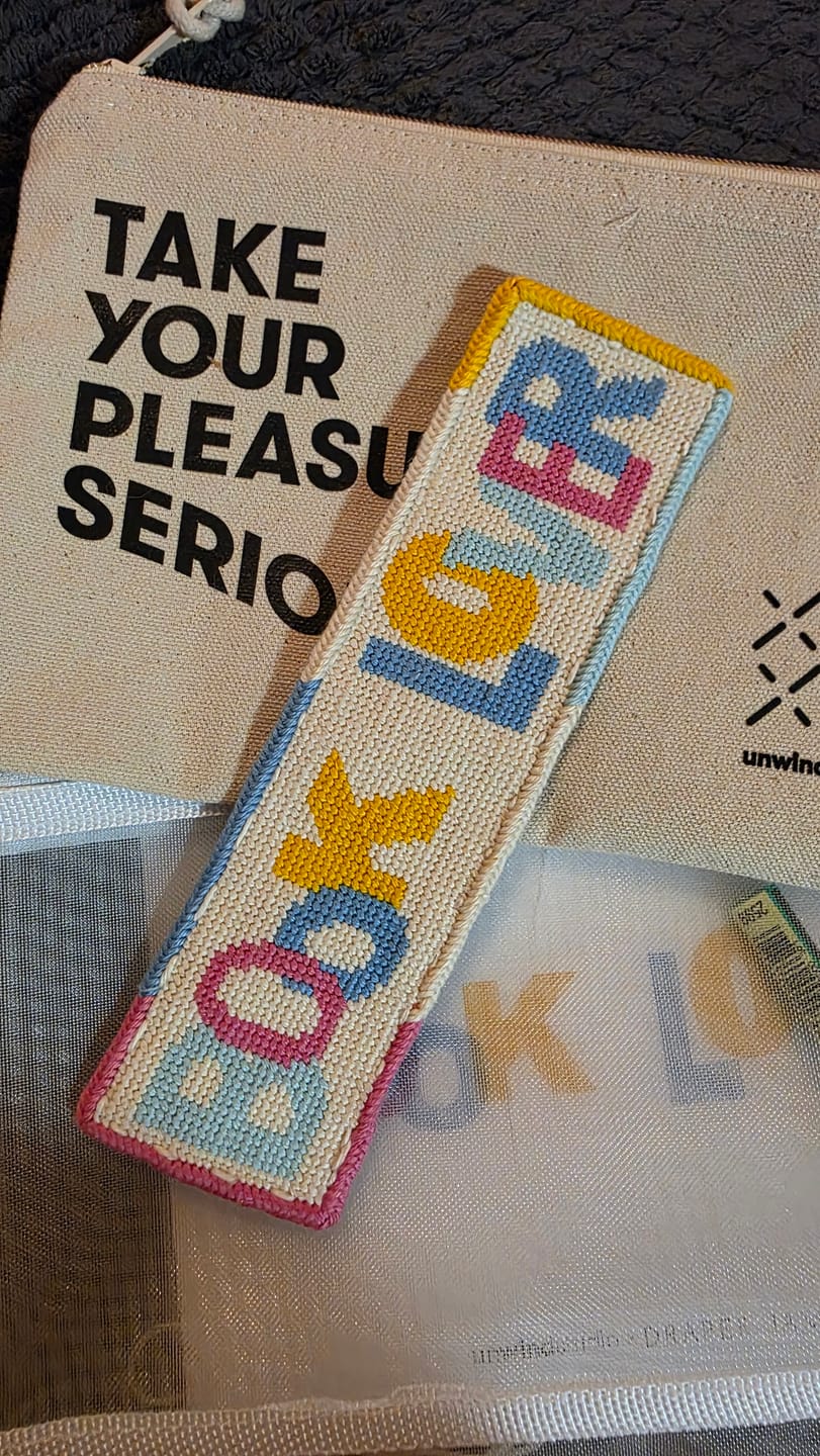 Customer photo review of Book Lover Bookmark Needlepoint Kit x Draper James