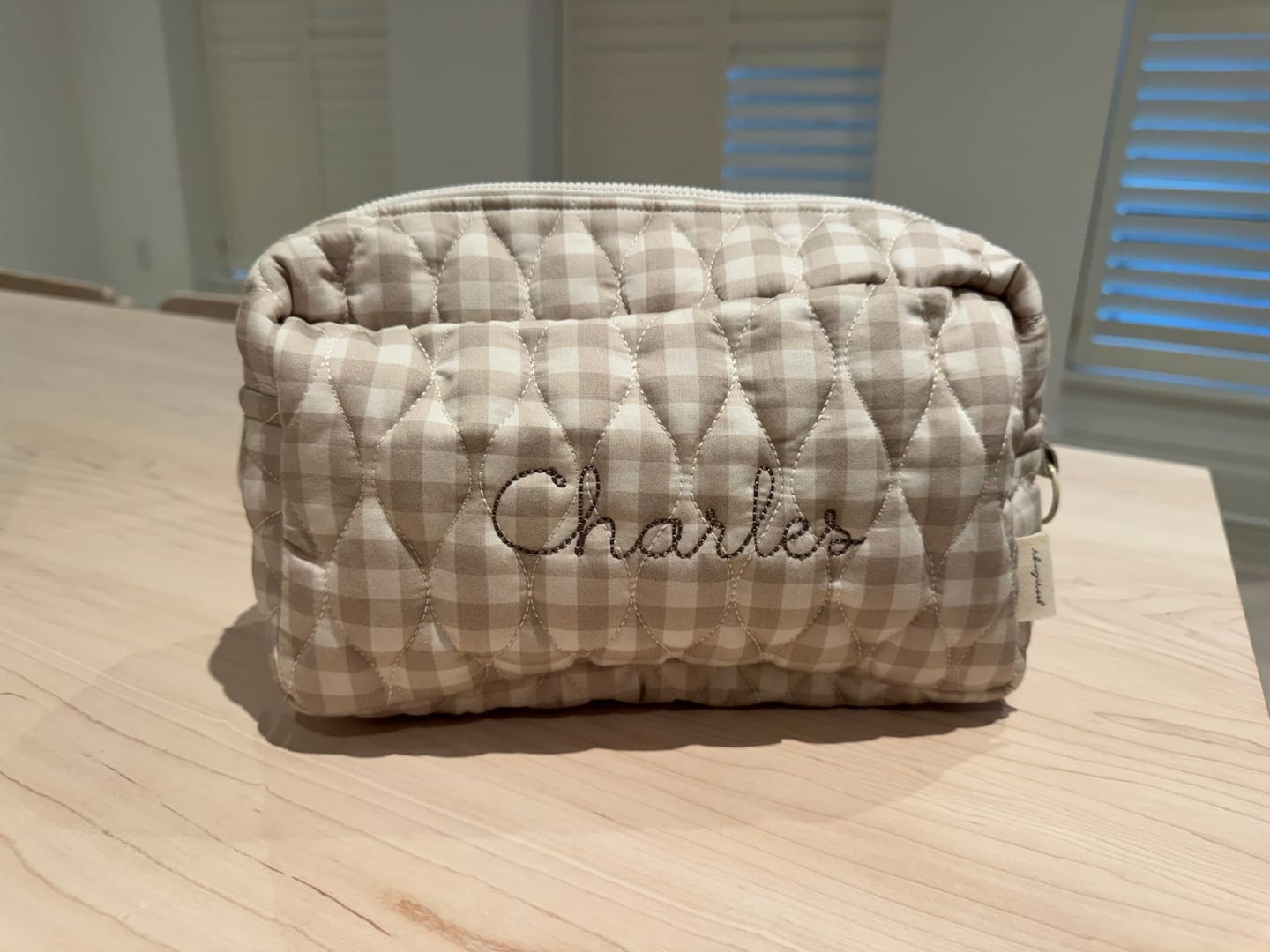 Customer photo review of Toiletry Pouch - Beige Gingham